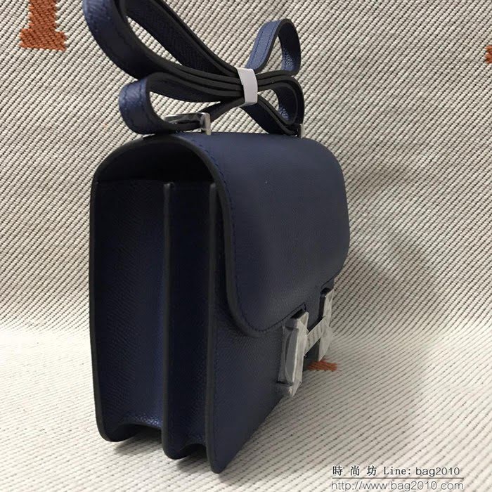 HERMES愛馬仕 H空姐包 進口原廠EP皮 頂級蜜蠟製作 街拍必備單品 寶蘭金銀 單肩斜挎包  Ama1569